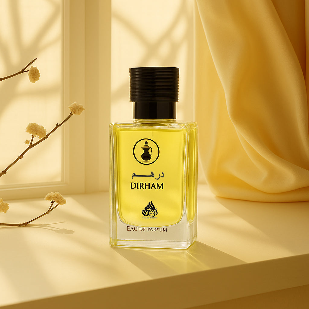 Ard Al Zahrat Dirham Perfume – Arabian men’s perfume with citrus, floral, and musky notes in an elegant 100ml Eau de Parfum bottle.