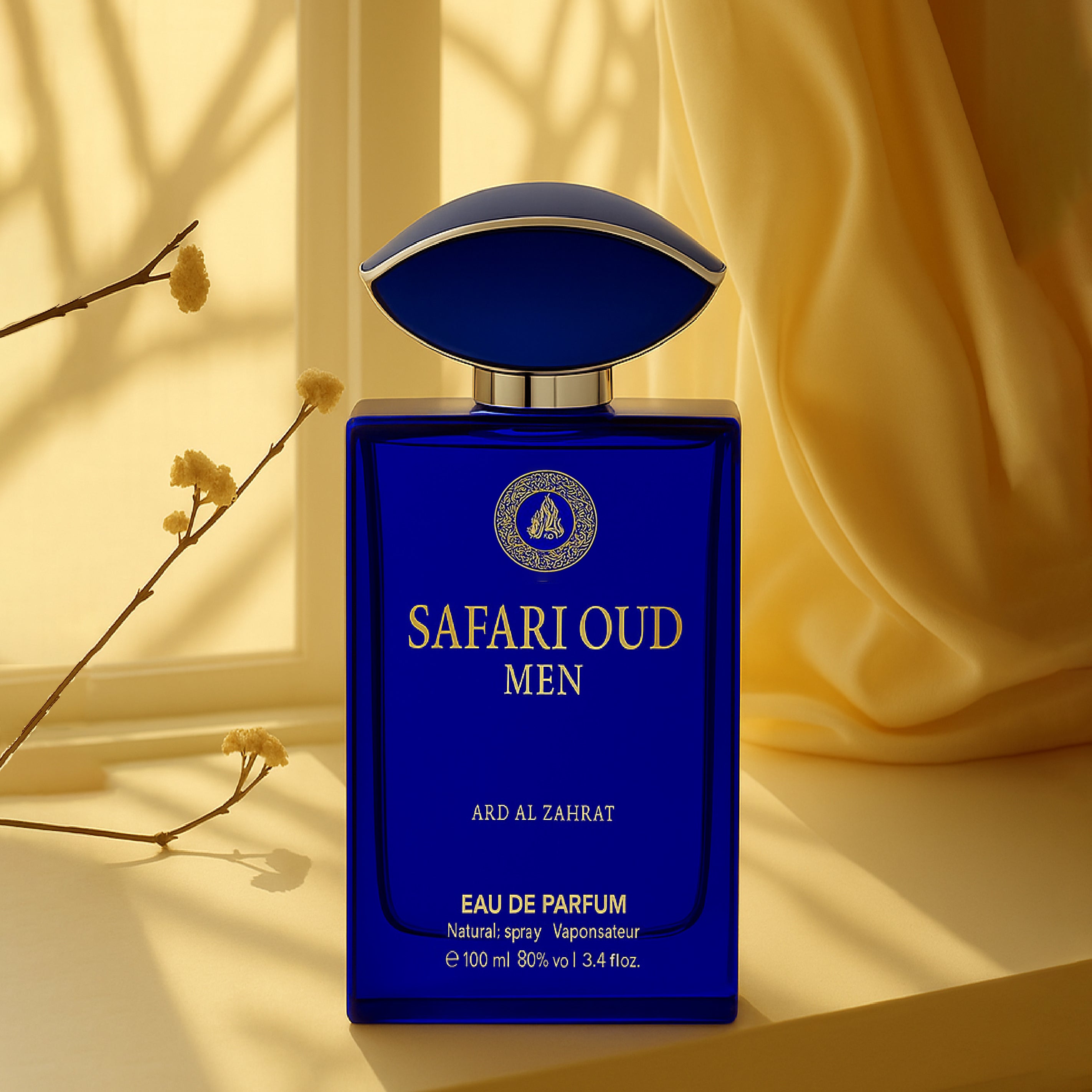 Safari Oud Eau de Parfum by Ard Al Zahrat – Arabian oud fragrance for men in 100ml bottle, featuring rich woody, amber, and smoky notes.