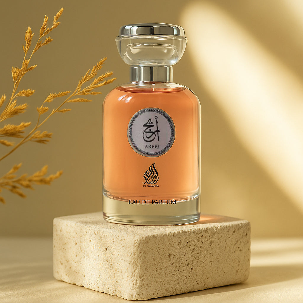 Areej by Ard Al Zahrat Eau de Parfum – Arabic perfume for men featuring citrus, spicy, and musky notes in an elegant 100ml bottle.