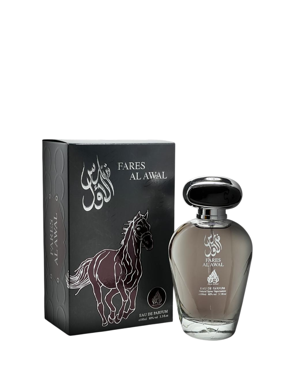 Fares Al Awal perfume bottle and packaging on a white background