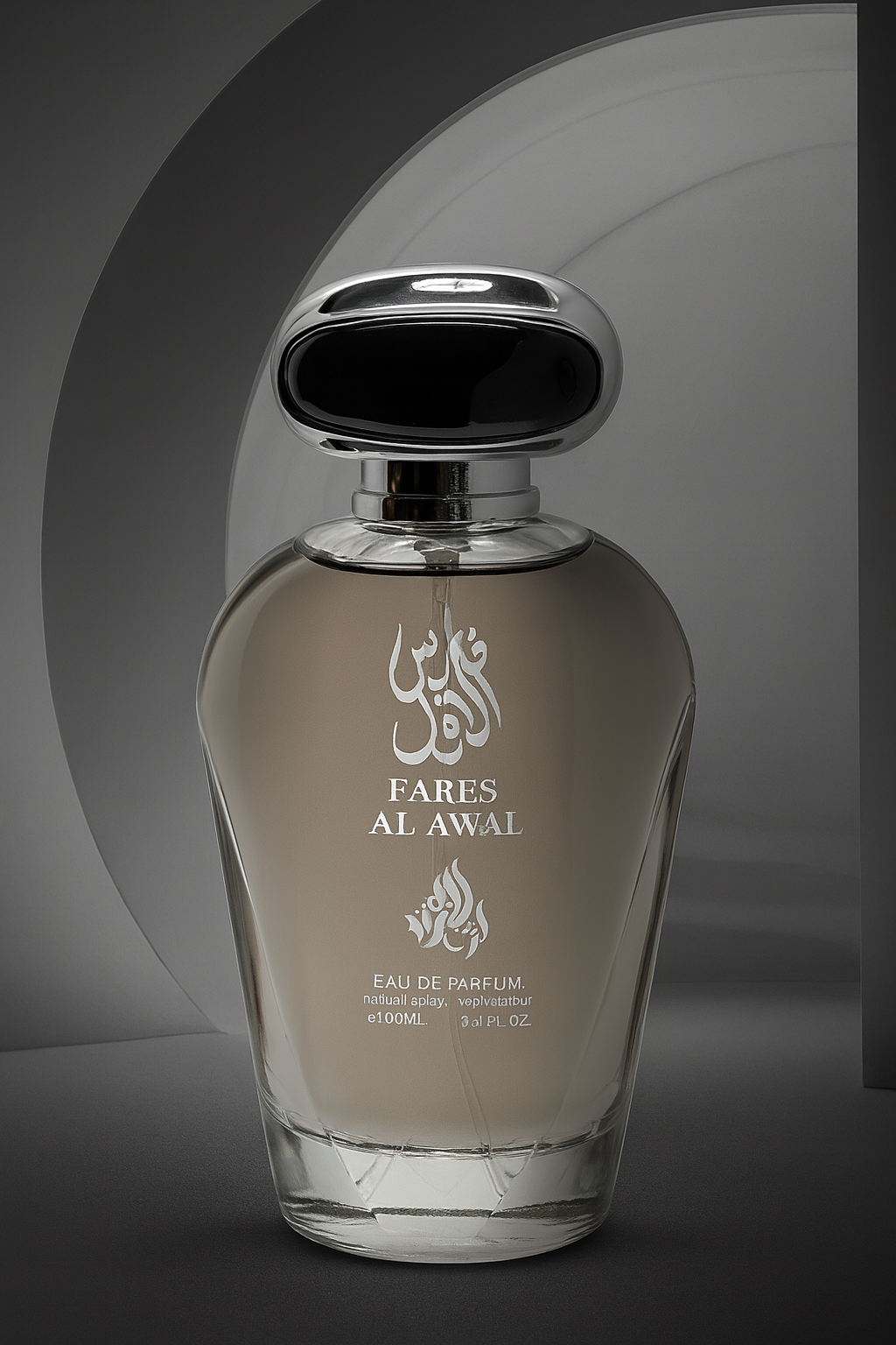 Fares Al Awal perfume bottle on a dark background