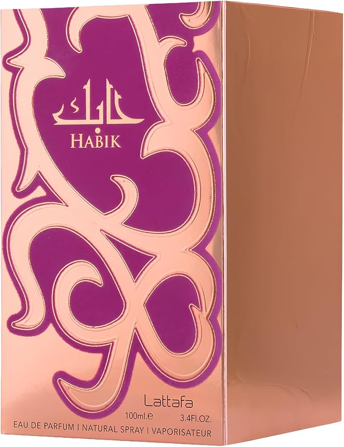 Habik perfume box with intricate design and Lattafa branding