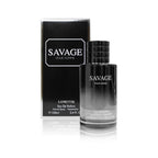 Savage pour homme perfume bottle and packaging on a white background