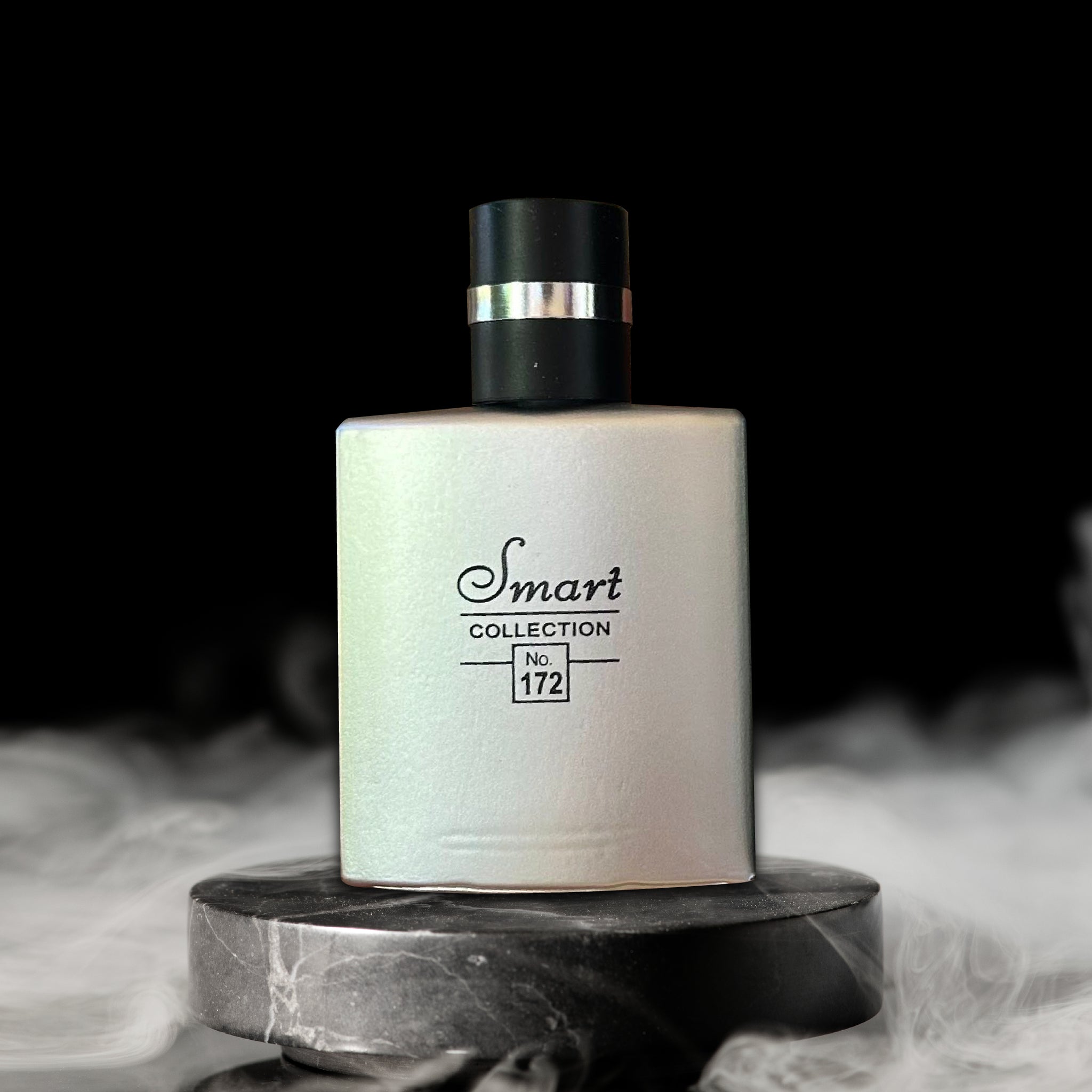 Perfume bottle labeled 'Smart Collection No. 172' on a dark background