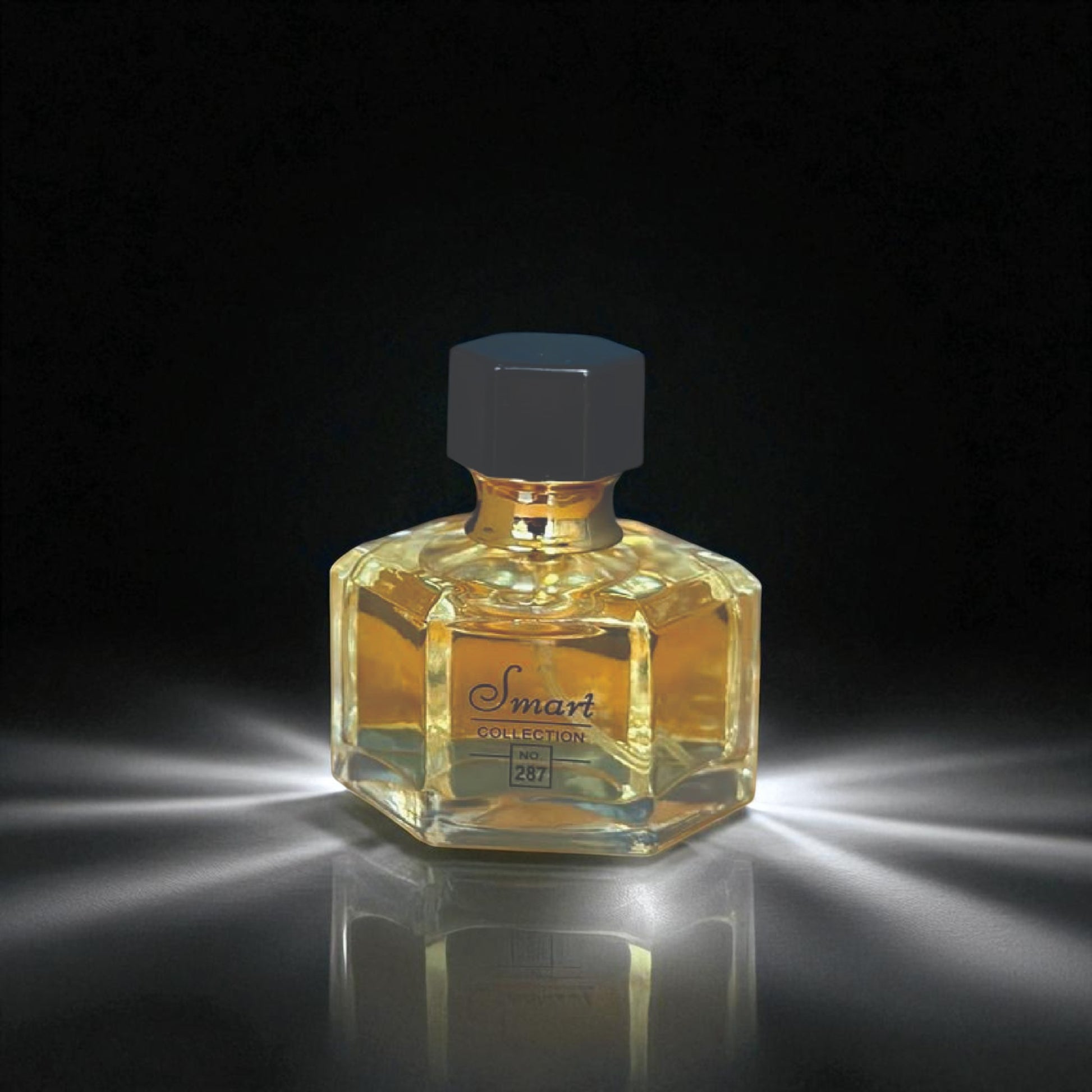 Perfume bottle with a dark background