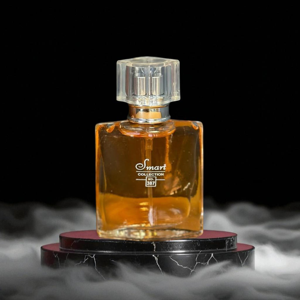 Perfume bottle with a dark background