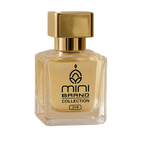 Gold perfume bottle with 'mini brand collection' label on a white background