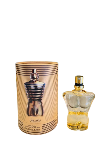 Perfume bottle and packaging on a white background